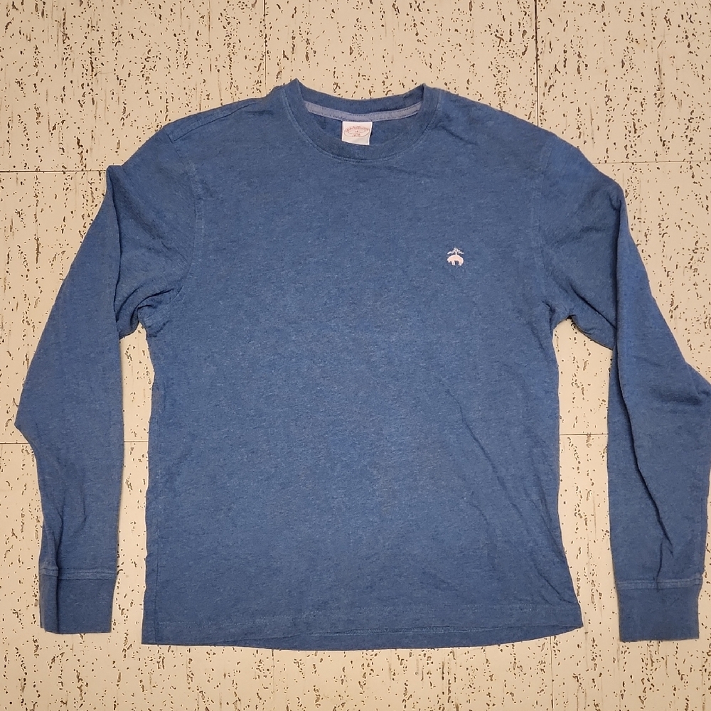 Brooks Brothers Blue Long Sleeve Tee with Pink Logo